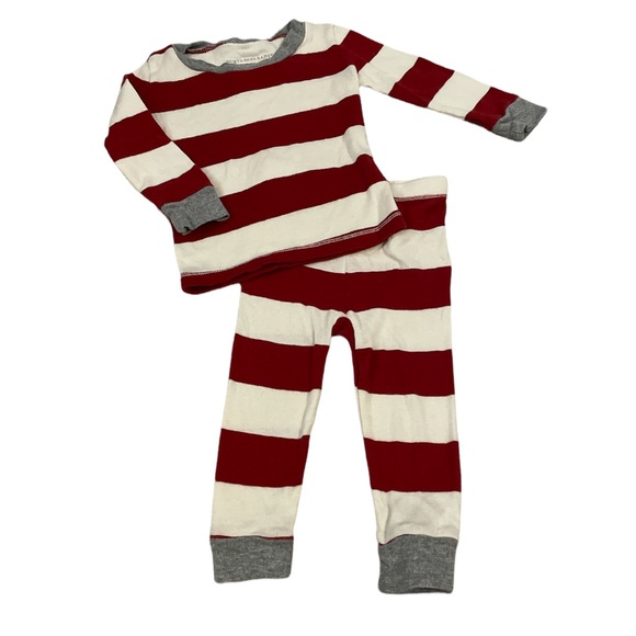🔵3/$12 Super cute burts bees baby red striped pj set - Picture 2 of 3